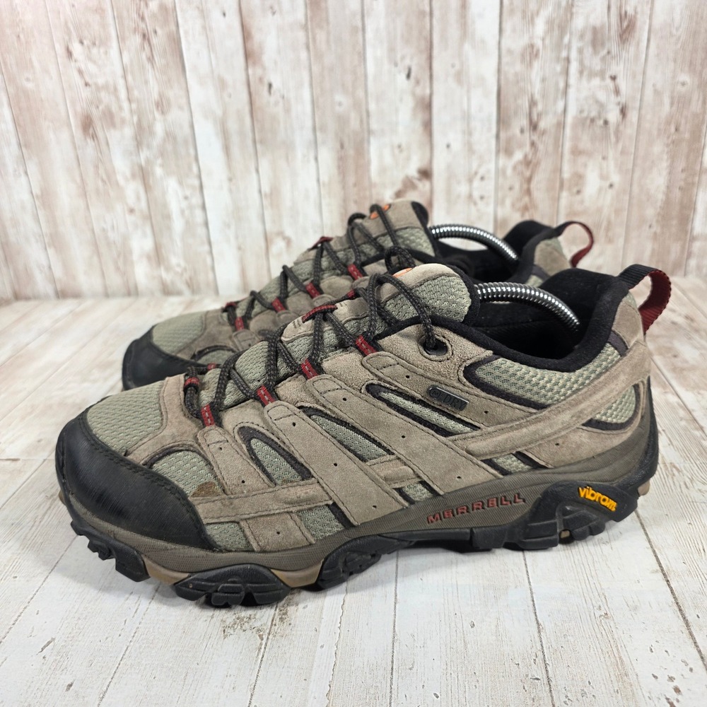 Merrell Moab 2 Waterproof Mens 10.5 Hiking Shoes Taupe Grey Vibram Low Trai - Picture 4 of 8